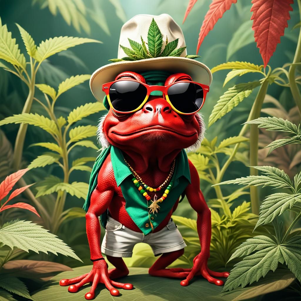 Rastafarian Dart Frog Cartoon in CGI Style