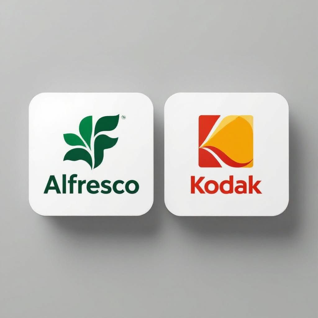 Alfresco and Kodak Logos on White Background