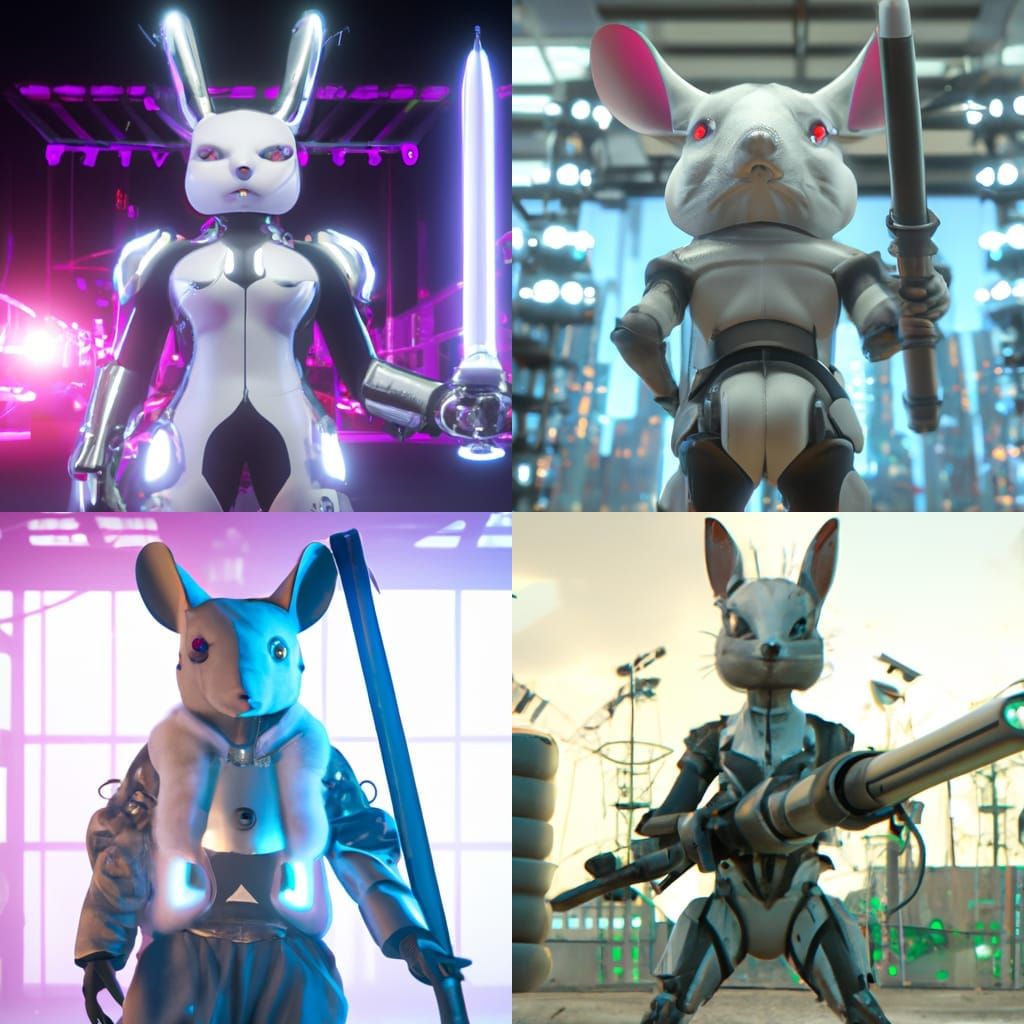Cyberpunk Chinchilla VTuber Avatar with Robotic Body