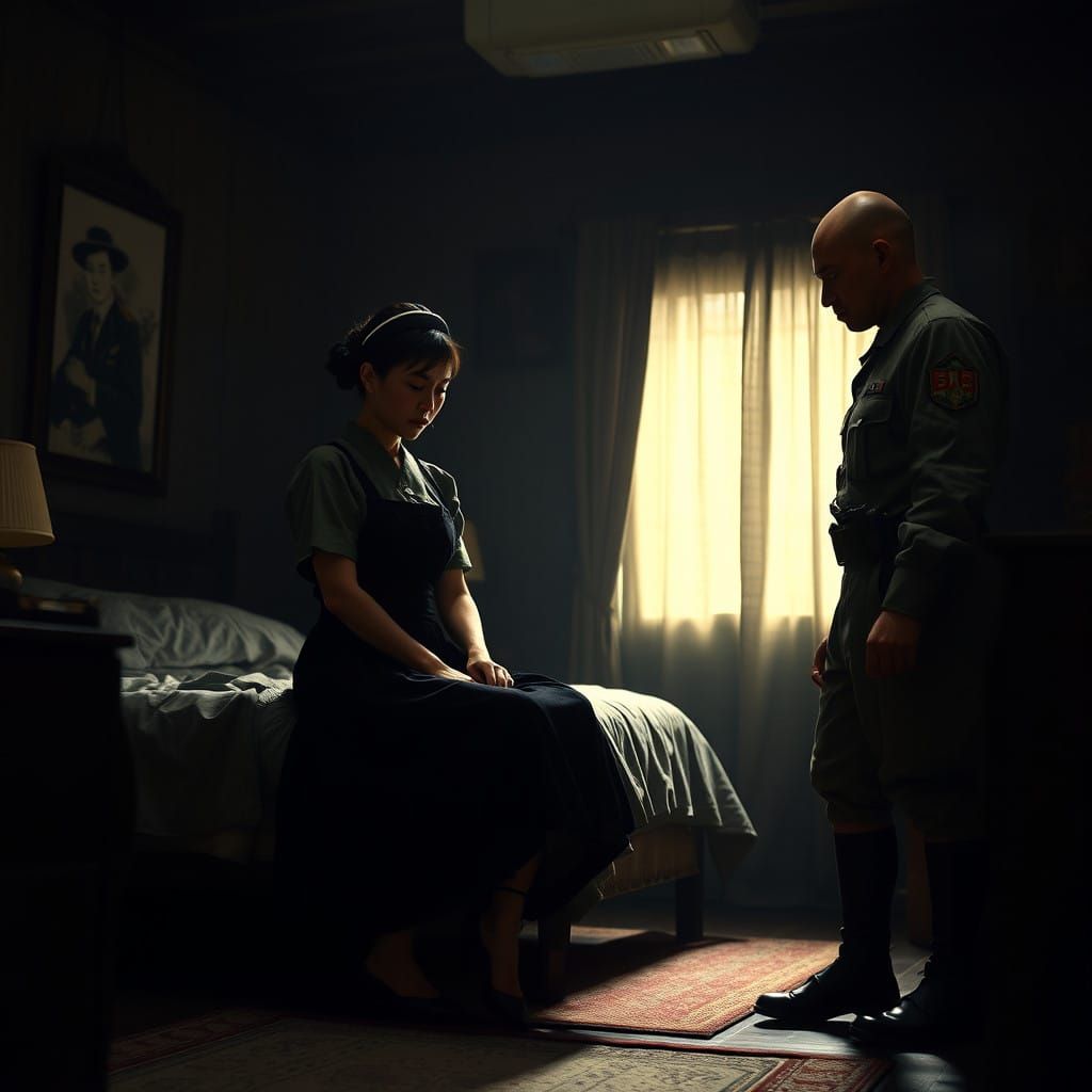 Japanese Maid in Tense Confrontation