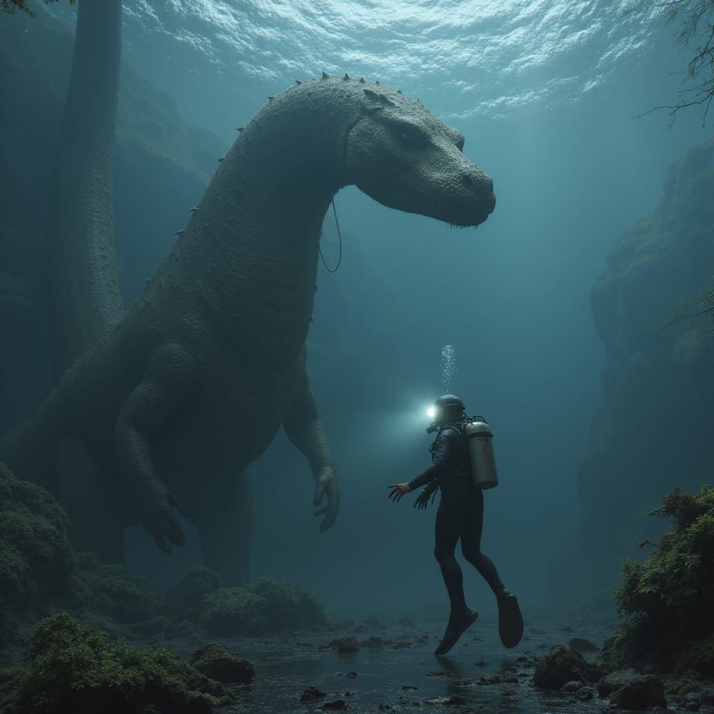 Loch Ness Monster Makes Friends Underwater