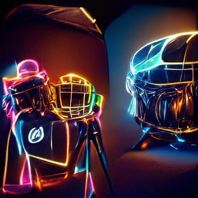 Futuristic Robot Helmet in Cyberpunk Style