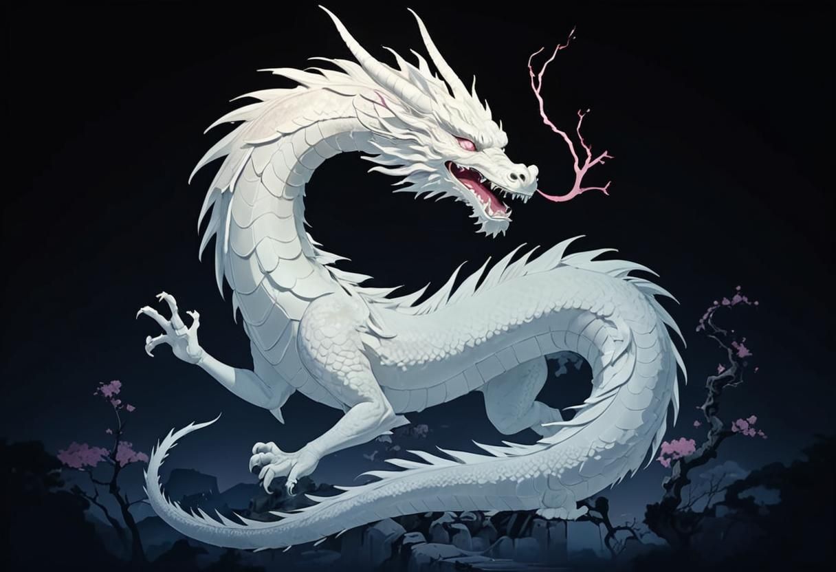 Japanese Dragon City at Sunset: Manga Scan Style