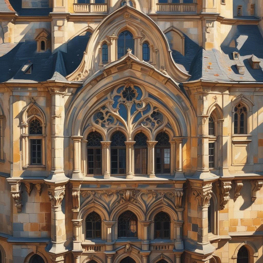 Gothic Baroque Architecture in Warm Sunlight