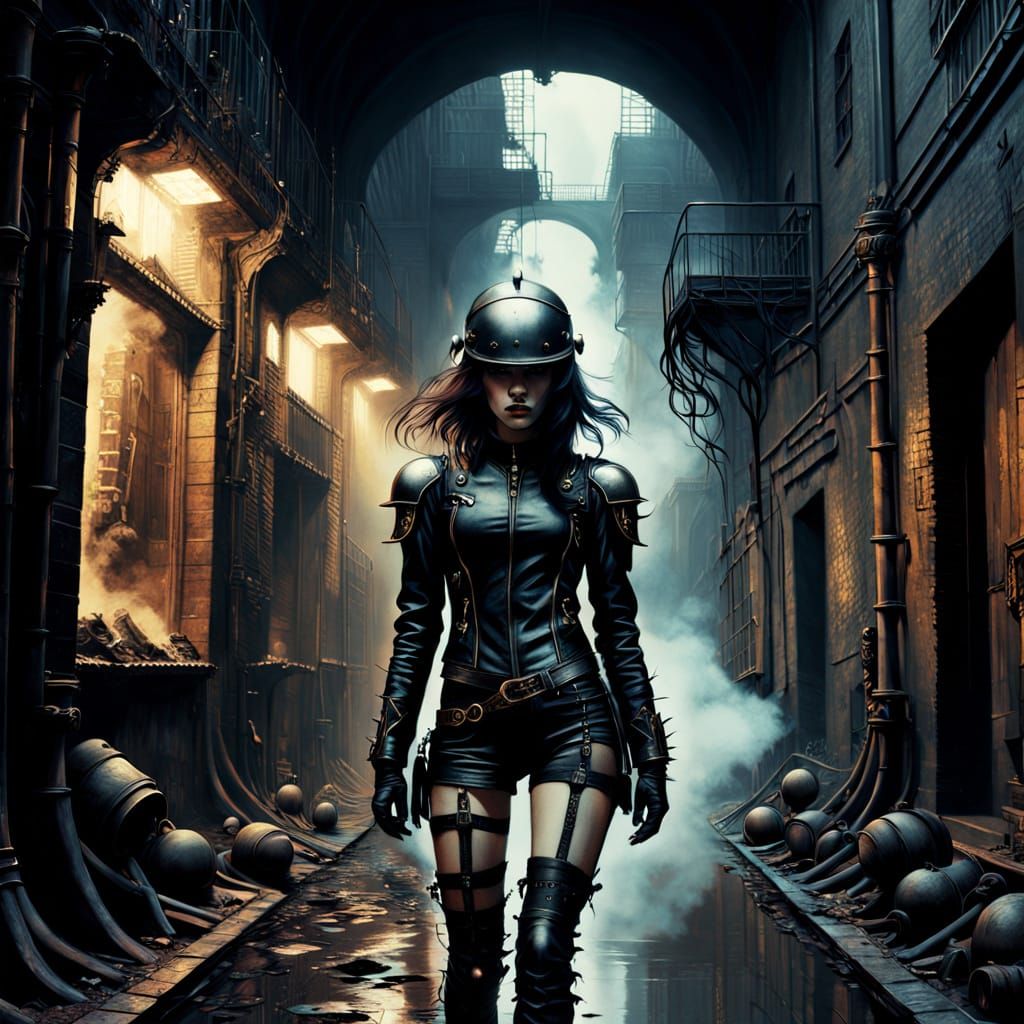 Gothic Punk Goddess in Dark Academia Style