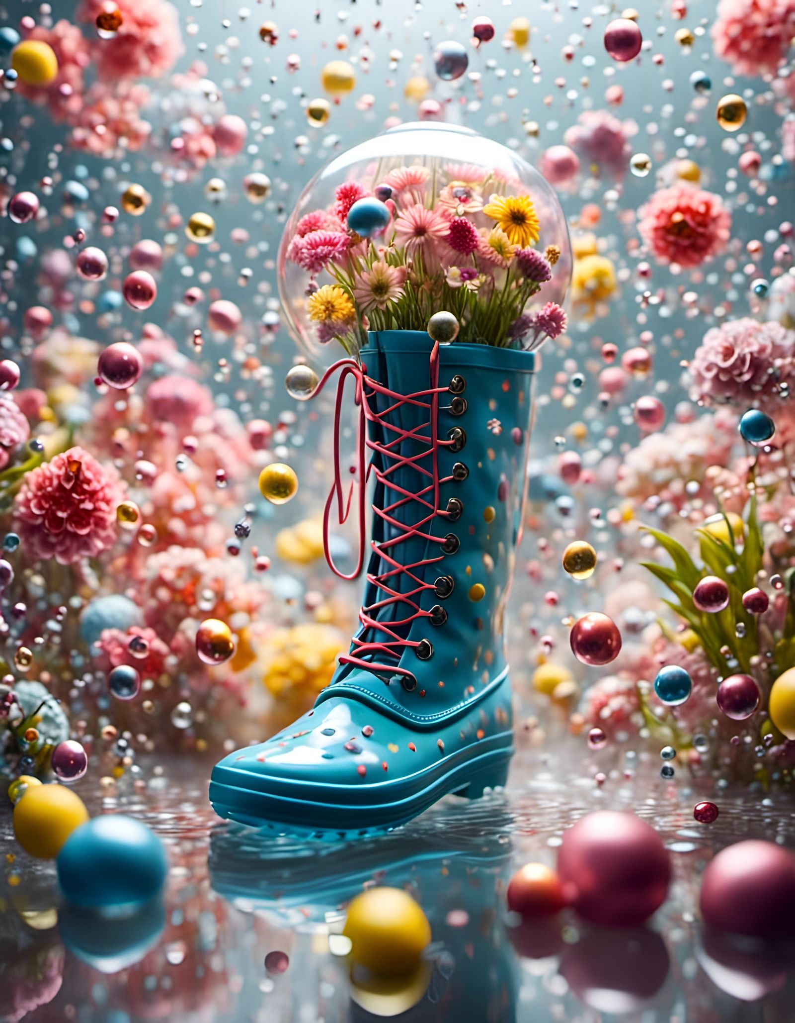 Astronaut Toys Trapped in Magical Glass Rainboot