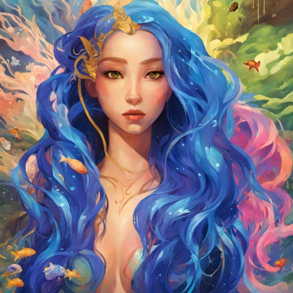 Underwater Mermaid in Graffiti Art Style