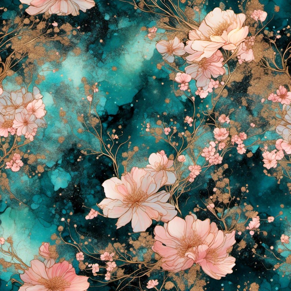 Art Nouveau Lady in Cosmic Floral Dreamscape