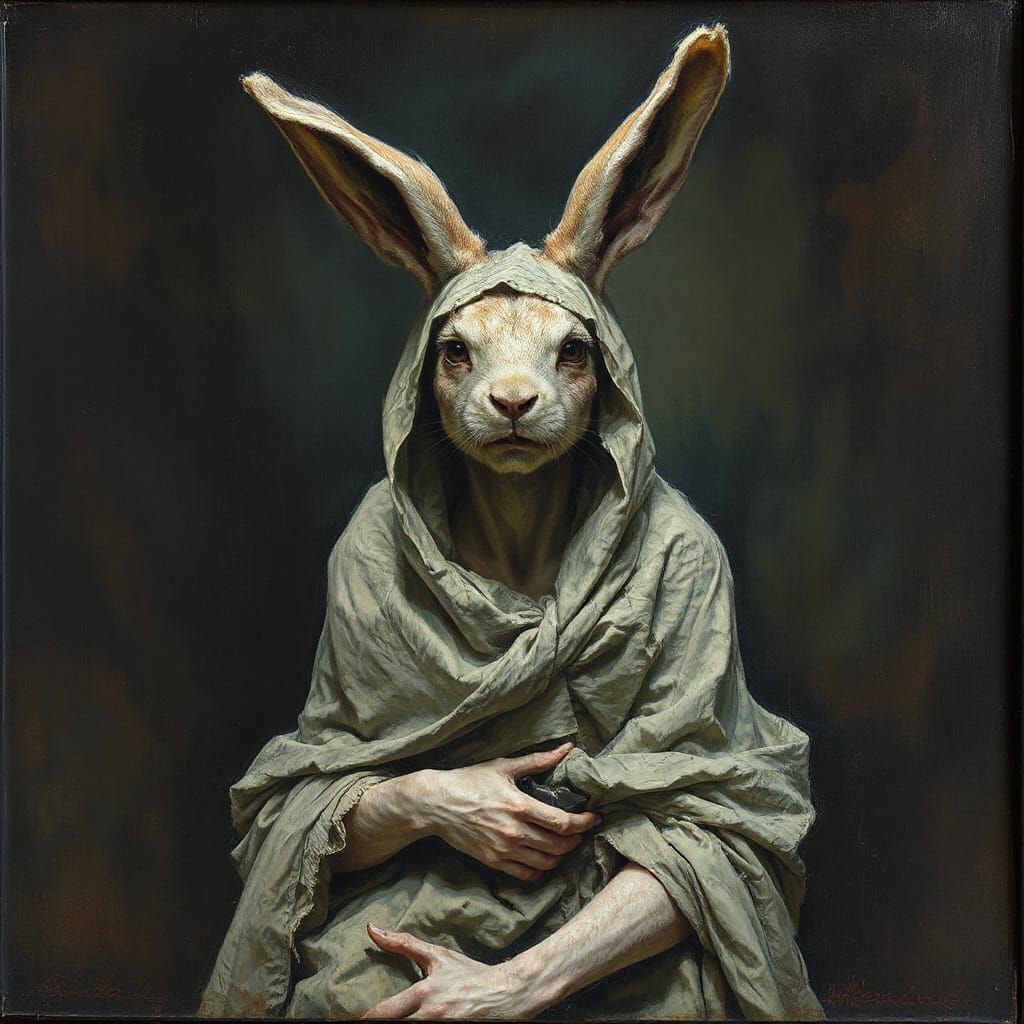 Horror Rabbit Woman in Gustave Doré Style