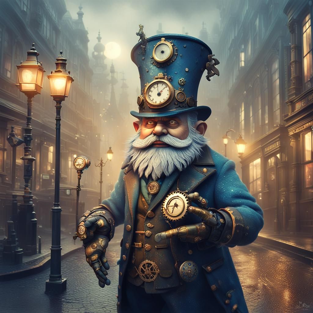 Steampunk Gnome Cyborg in Victorian London