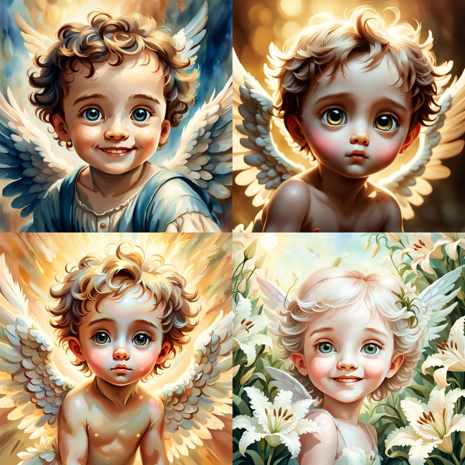 Cherub with Large Eyes: AI Generated Image