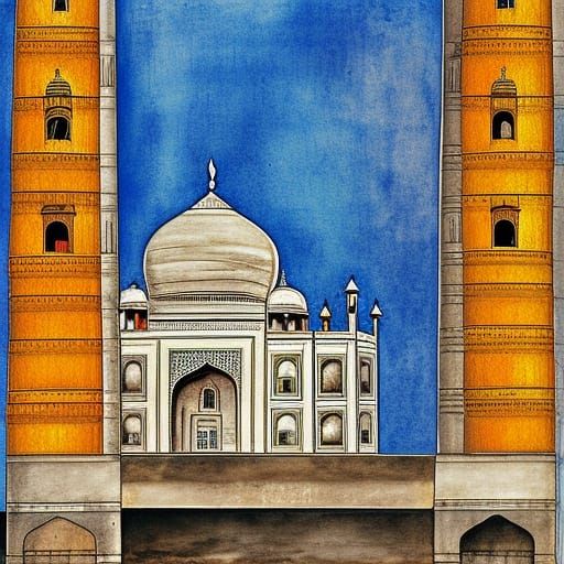 Indian Monuments in Mixed Media Style