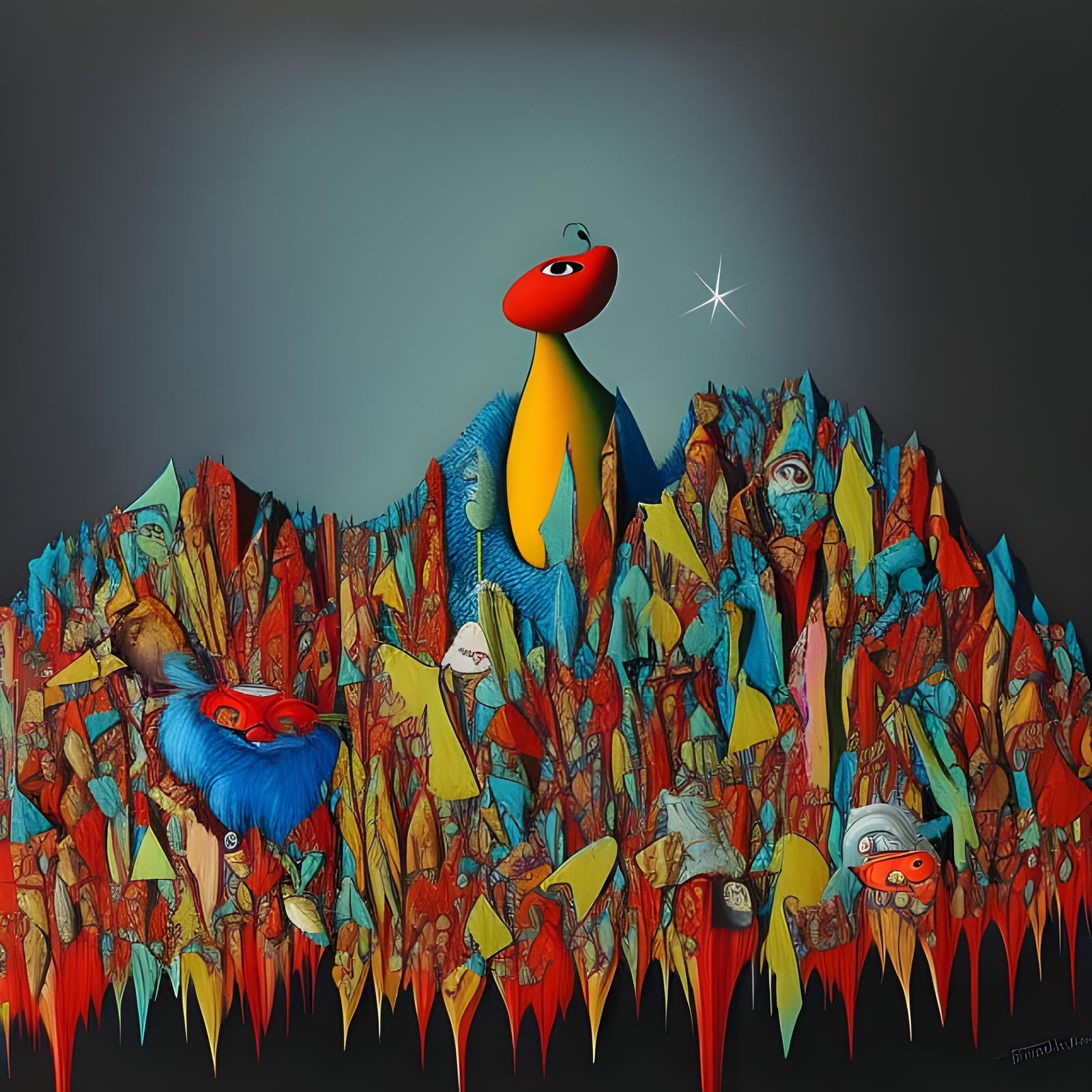 Abstract Rock Singer Portrait with Magical Particles