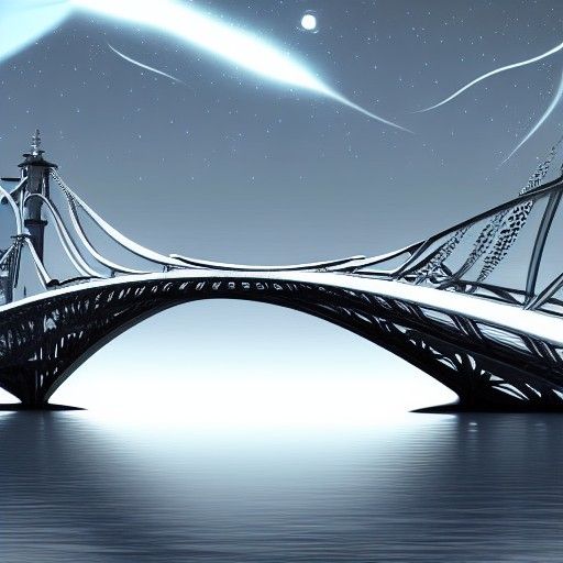Futuristic Silver Bridge: Detailed Matte Painting
