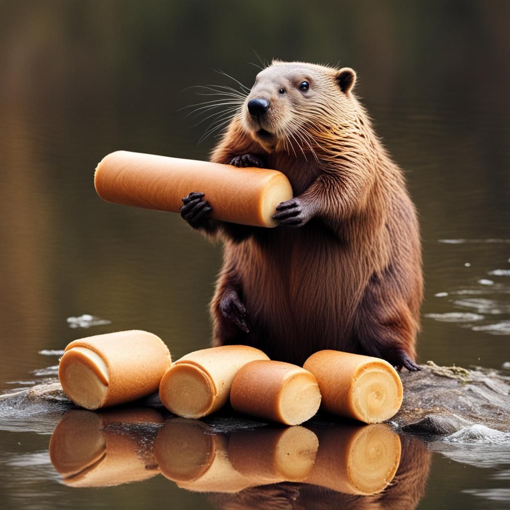 Beaver Sporting Noticeable Fat Rolls