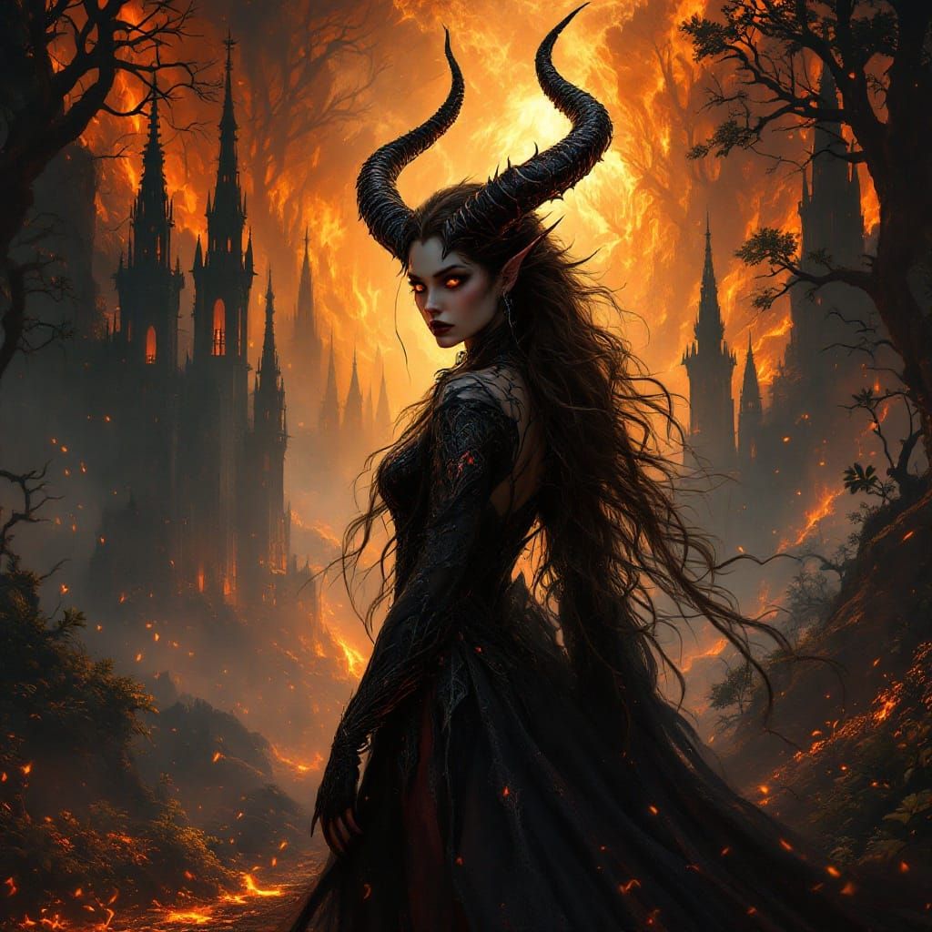 Mystical Demon in a Gothic Landscape