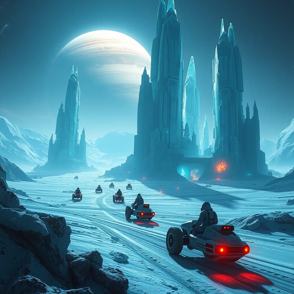 Futuristic Europa Colony with Crystalline Structures