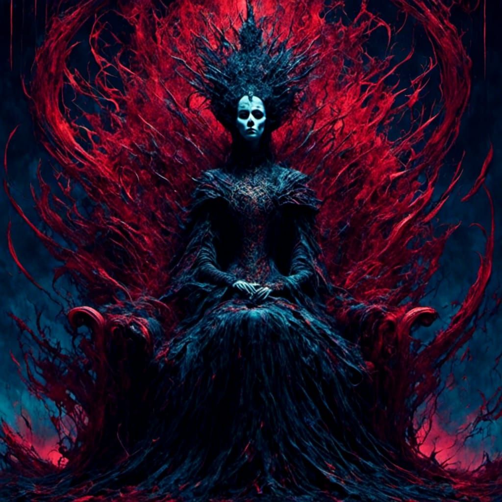 Psychedelic Queen on Throne in Space: Digital Matte Painting