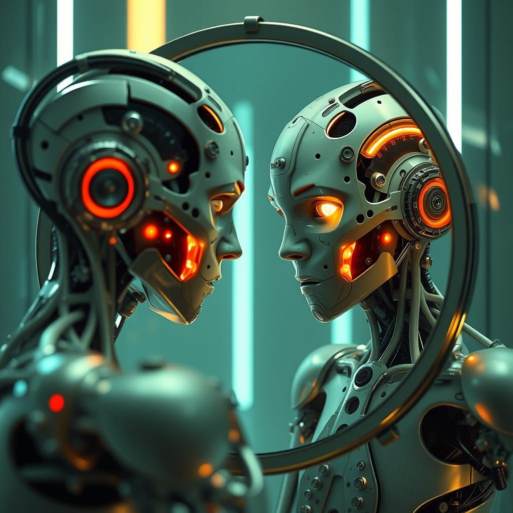 Cyborg Mutant Reflecting on Transhumanism