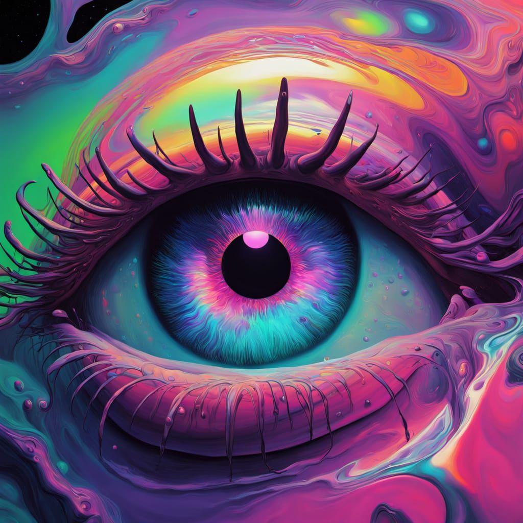 Ethereal Galaxy Reflected in a Glowing Human Eye