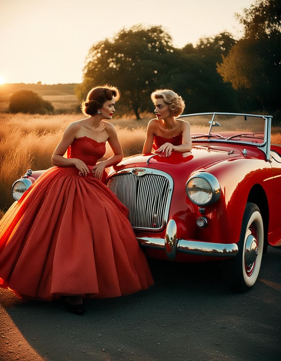 1950s Glamour at Monte Carlo Rally in Cinematic Style