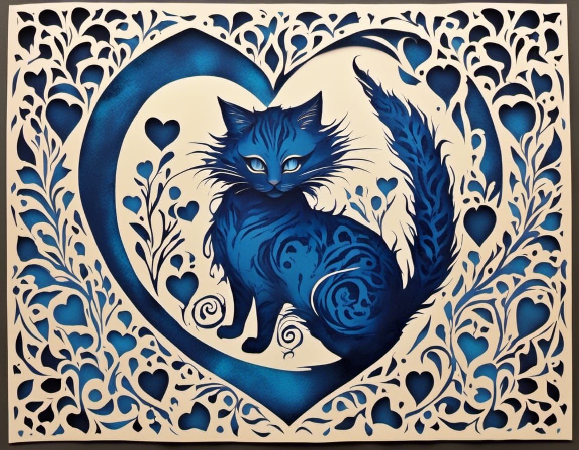 Cheshire Cat Heart Stencil in Washi Tape Style