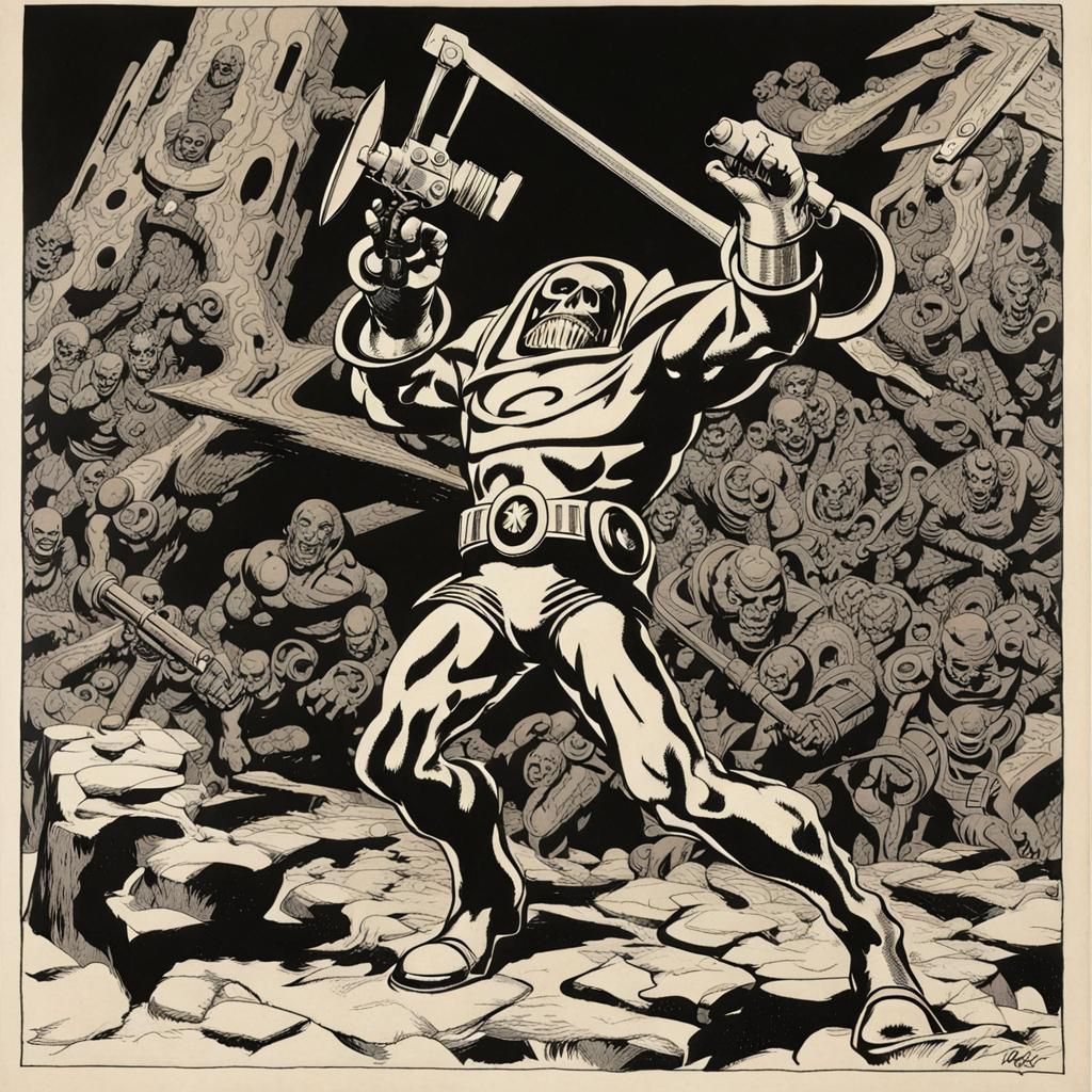 Grimdark Comic Book Art in Kirby Style