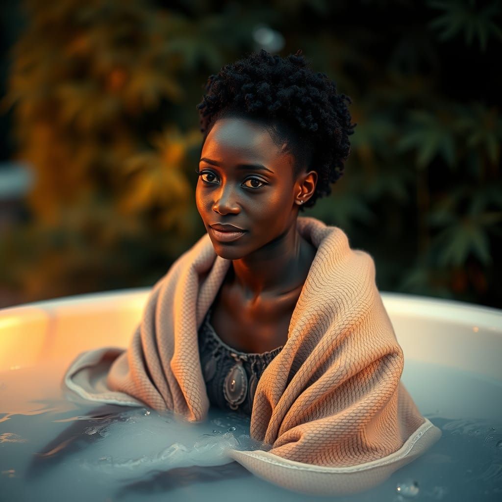Serene Somali Woman in Scandinavian Bath