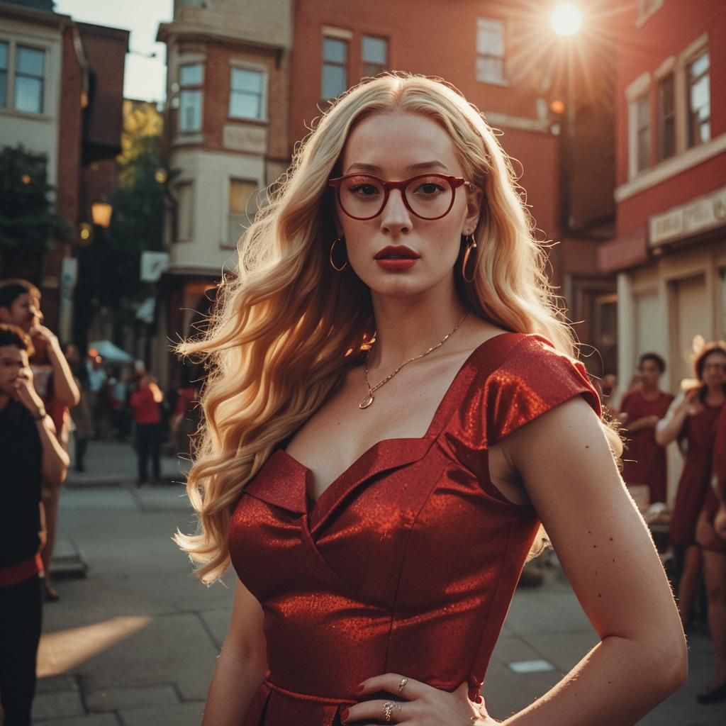 Iggy Azalea in Red Dress: Cinematic Film Still