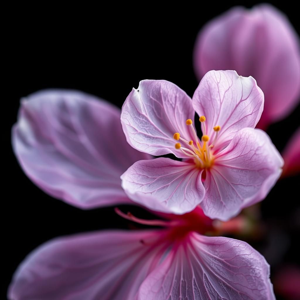 An incredibly detailed macro, close-up zoom on a sakura cher...