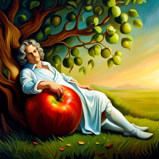 Recovering from the concussion from the apple Isaac Newton realises the gravity of the situation