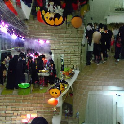 Halloween Party Scene with Costumes