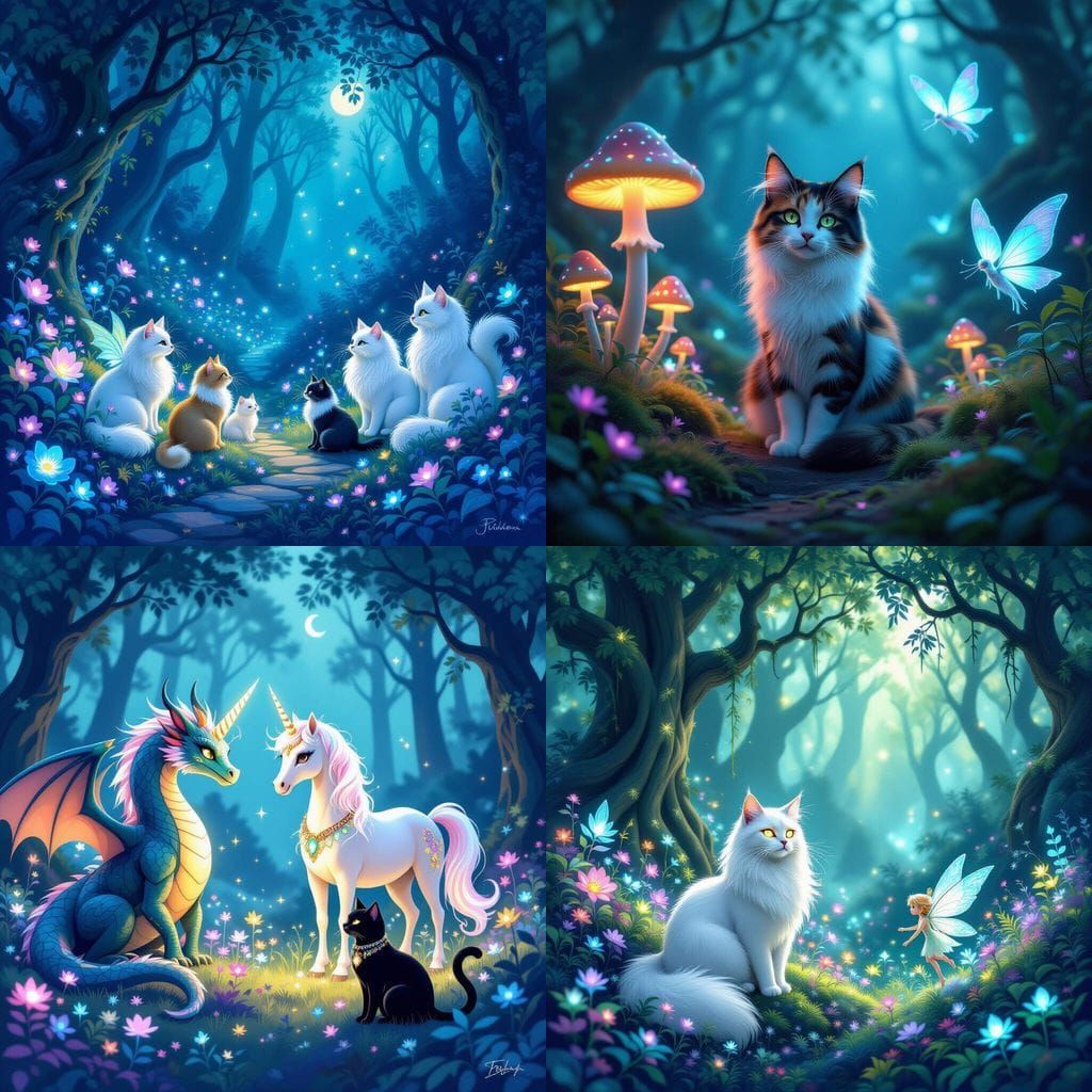Magical Creatures, Plants, and Cats in Fantasy Art