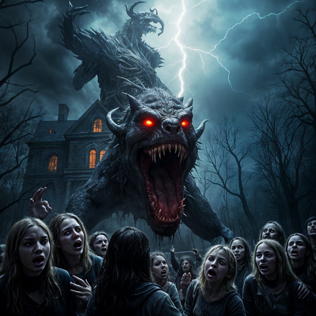 Dark Haunted Mansion Under Stormy Skies in Cinematic Horror ...