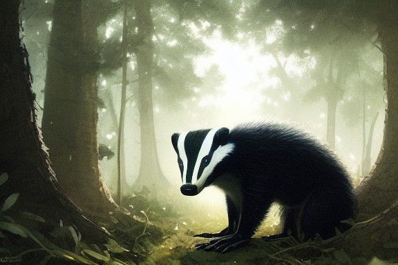 Badger in Sinister Forest, Greg Rutkowski Style