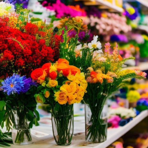 Colorful Flowers Fill a Flower Shop