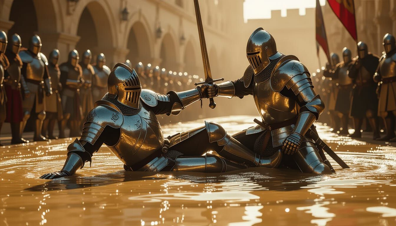 Paladin Slips in Grease During Knight Duel