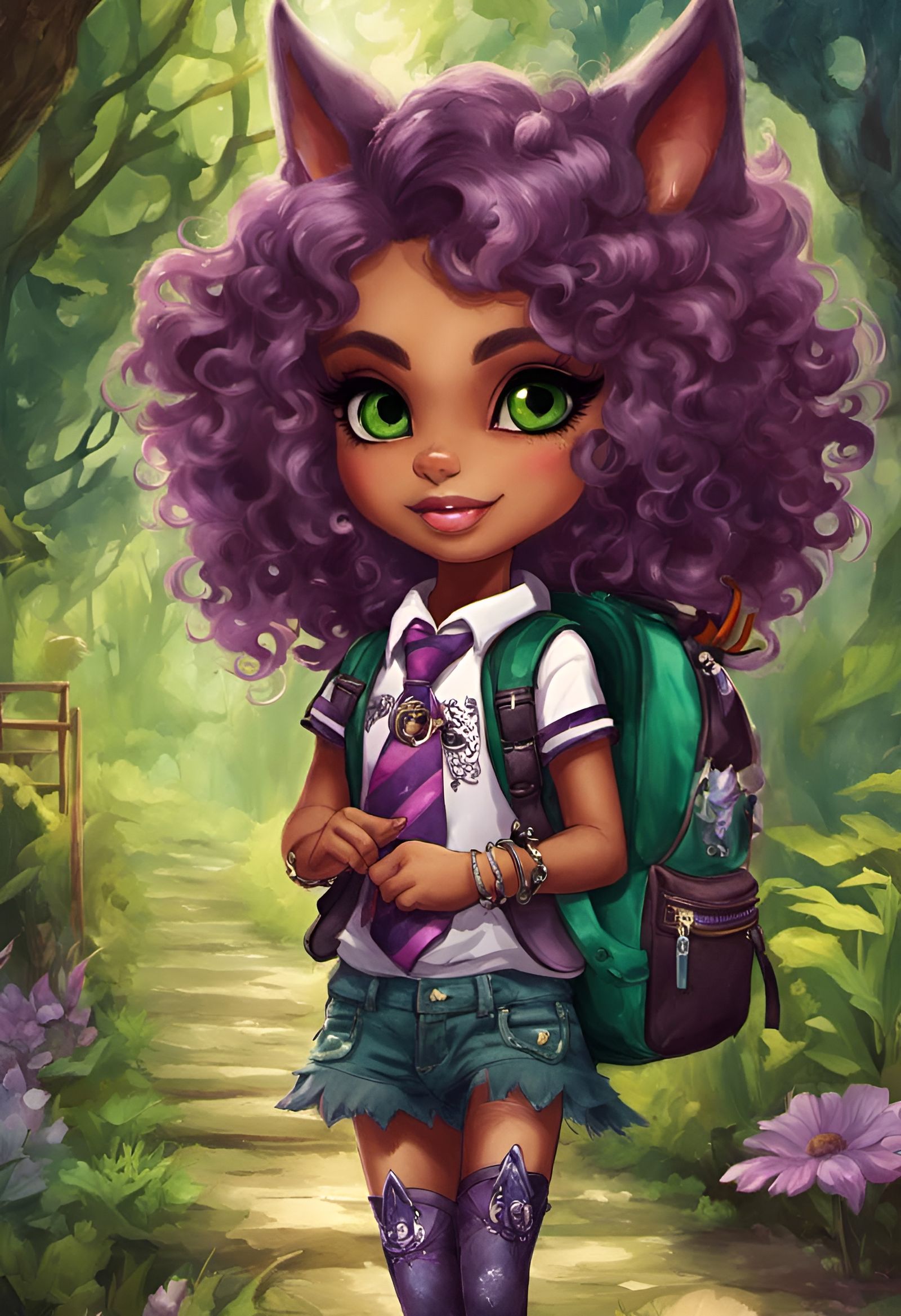 Clawdeen Wolf walking to her first day of school