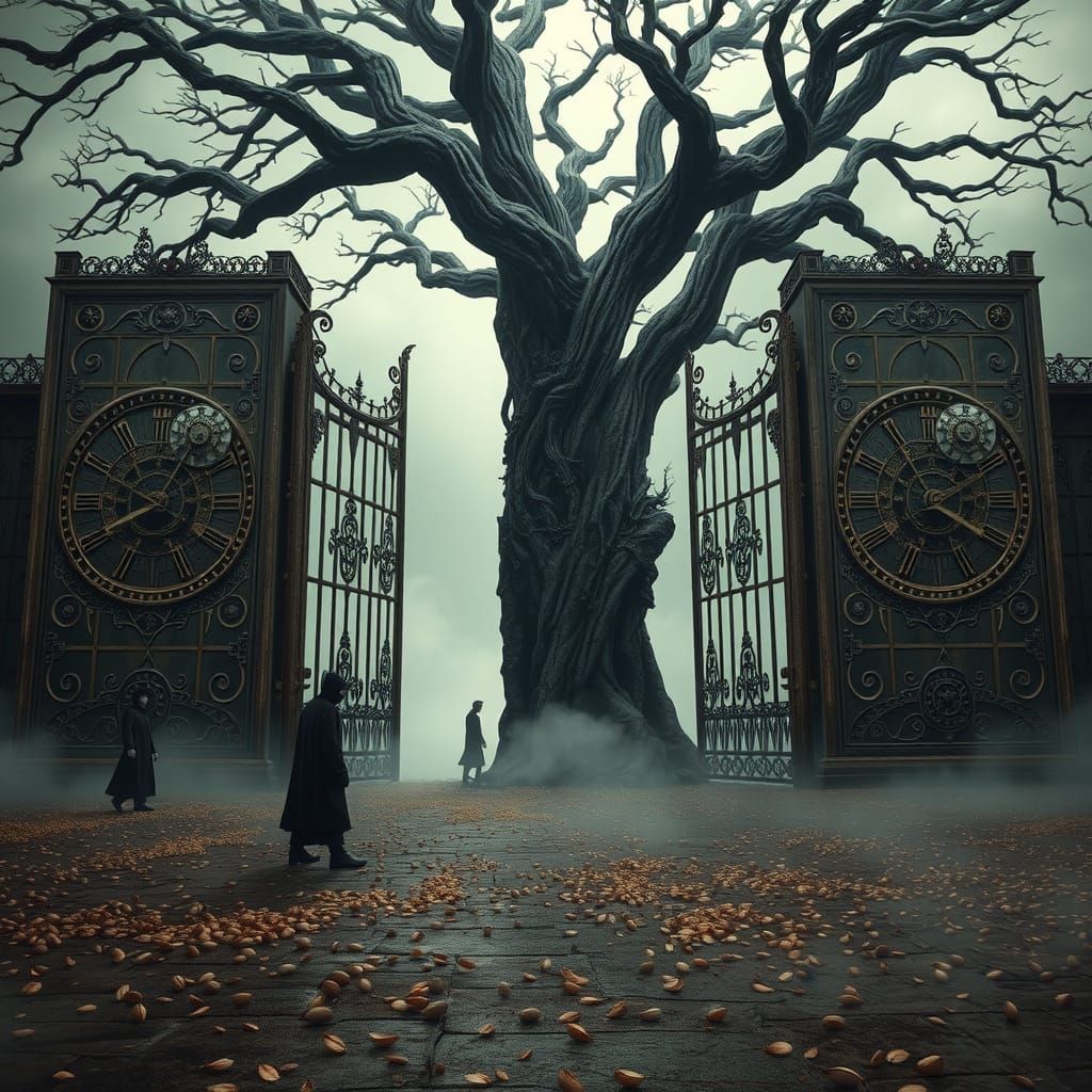 Ancient Tree Guards Gates of Fate and Time
