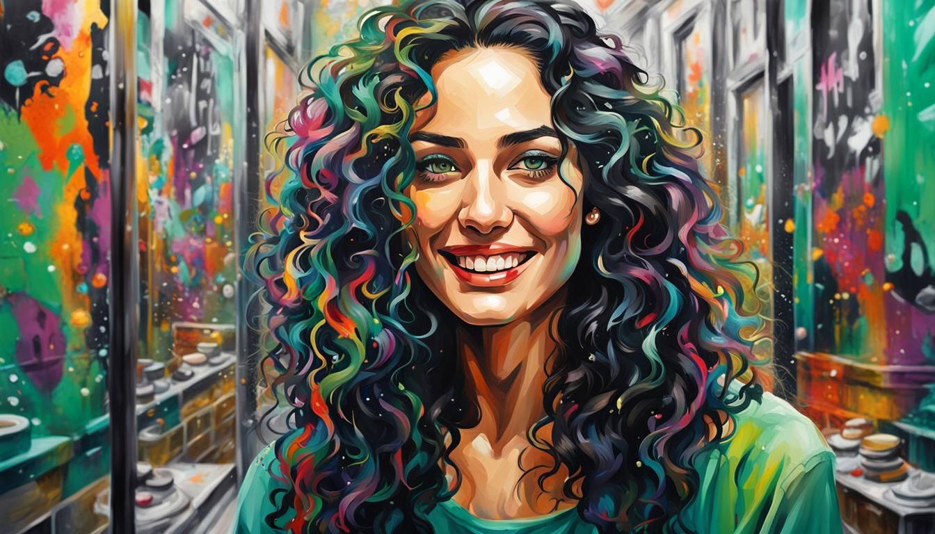 Mirrored Beauty: A Graffiti Art Portrait