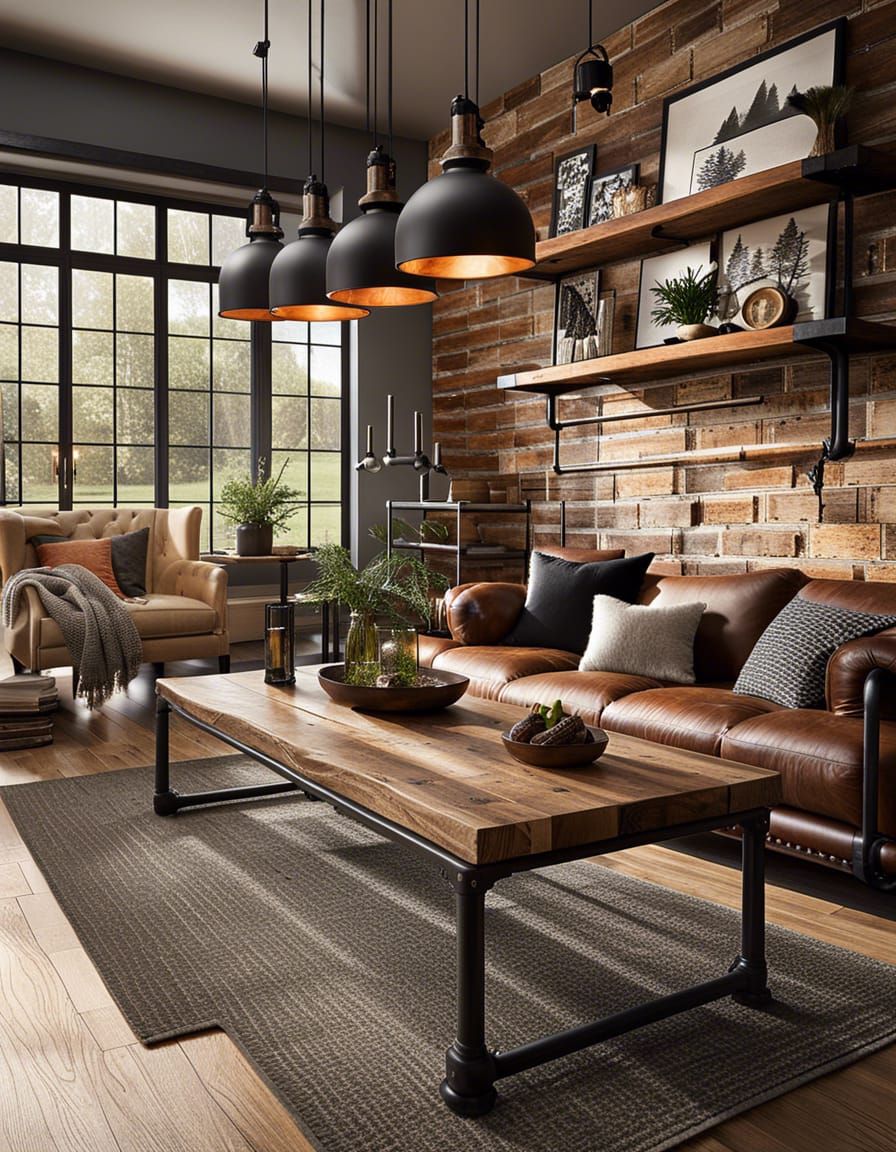 Cozy Rustic Modern Decor with Industrial Chic Accents