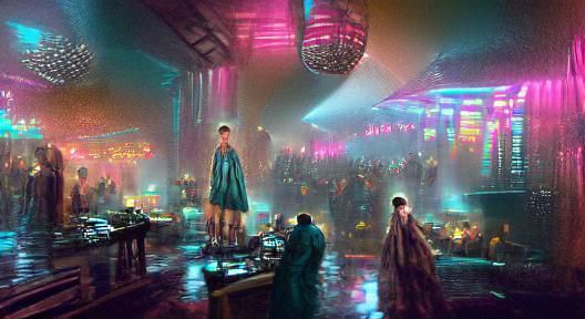 Lively Discotheque Scene with Colorful Lights