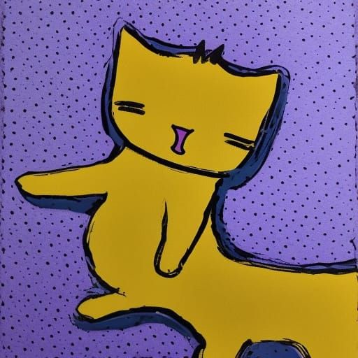 Pop Art Cat in Geometric Bauhaus Style