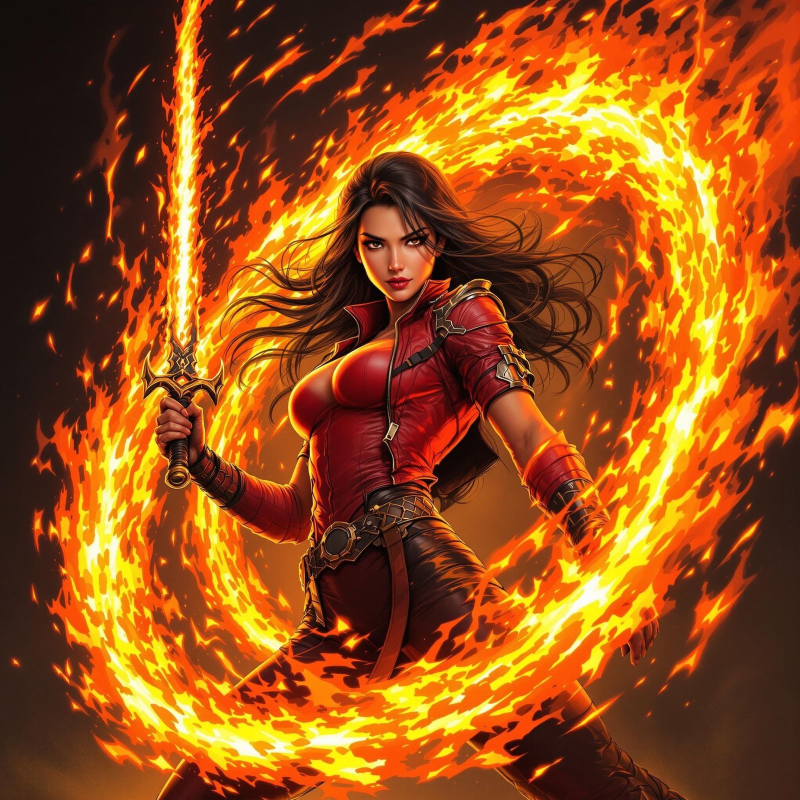 Fiery Warrior Unleashes Crimson Fury