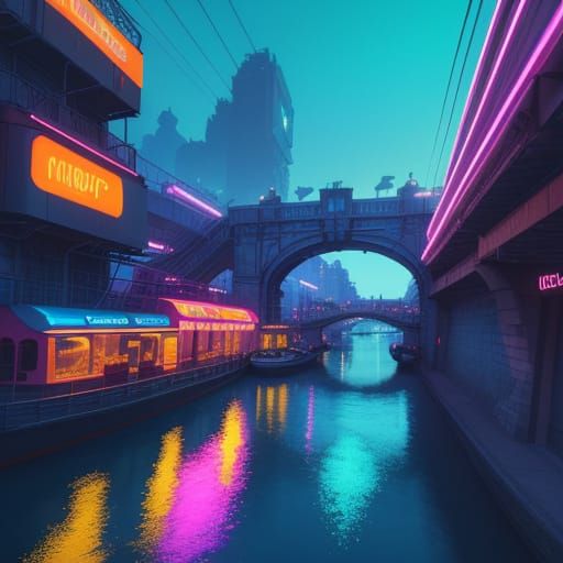 Retro-Futuristic Gondola Approaches Livorno Gates