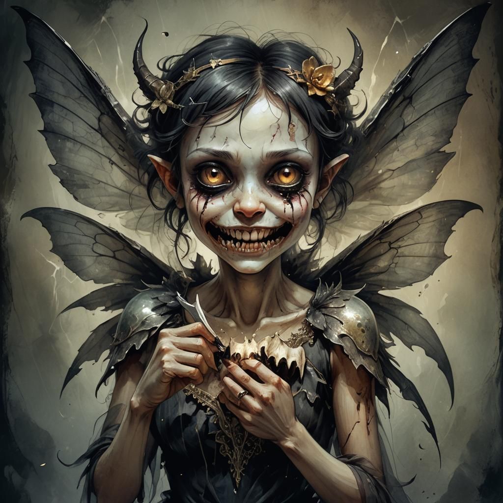 Demonic Tooth Fairy in Dark Fantasy Illustration