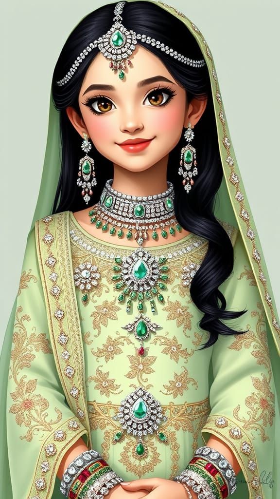Regal Islamic Bride with Elaborate Jewels and Statement Jewe...