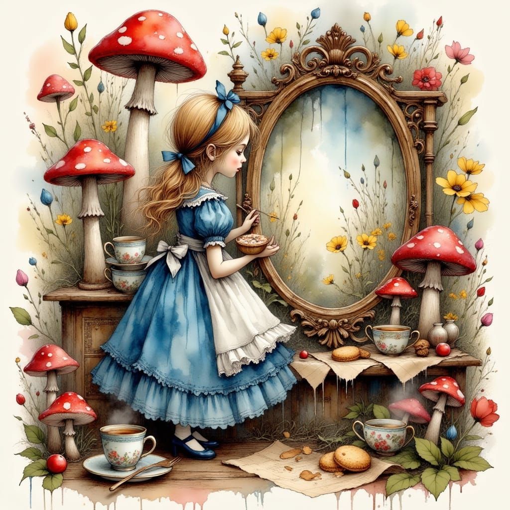 Alice in Wonderland Shattered Mirror Dreamscape