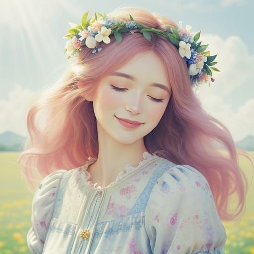 Dreamy Woman in Floral Delight