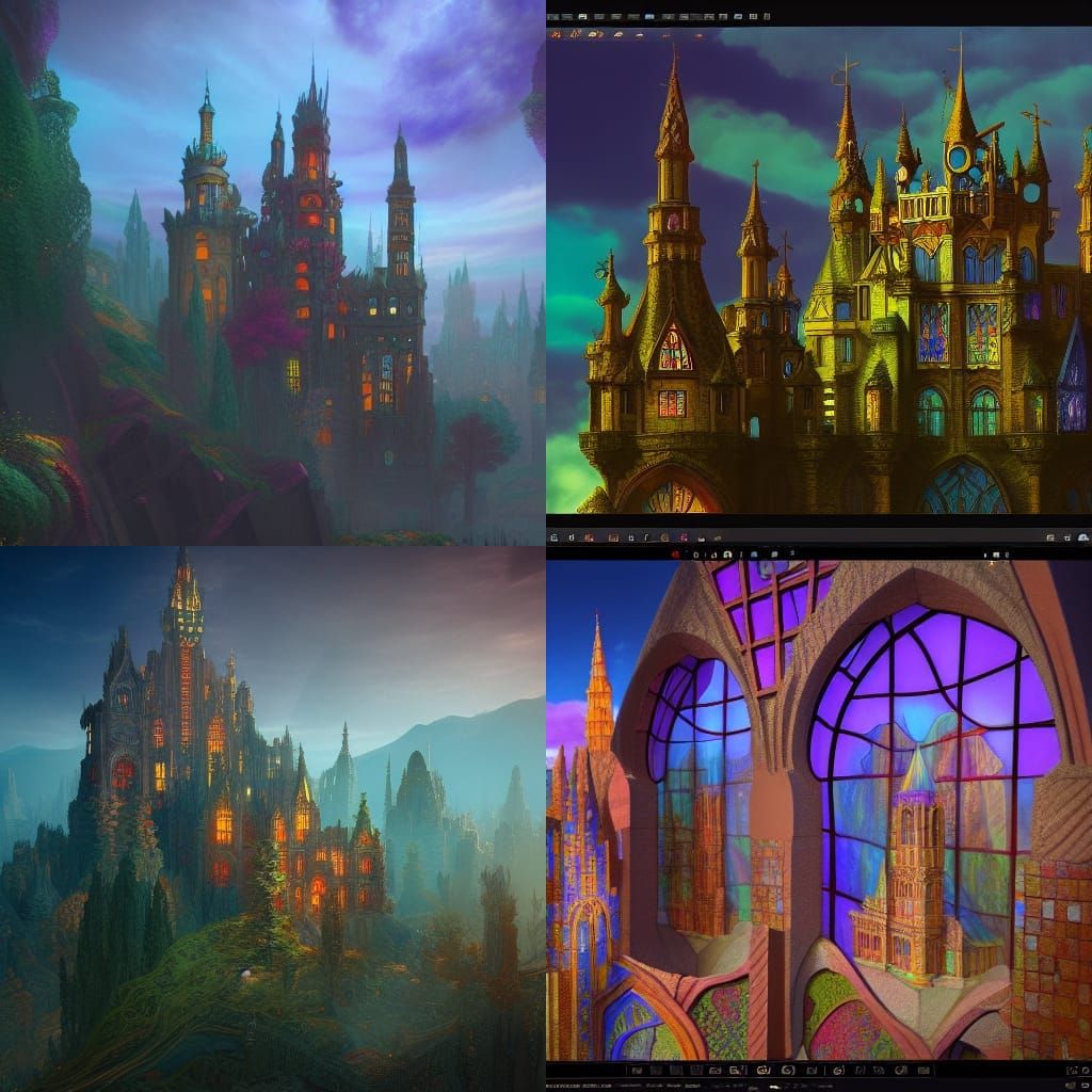 Fantastical Stained Glass Castle in Detailed Matte Painting